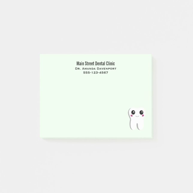 Happy Smiling Dental Tooth Cute Post-it Notes (Front)