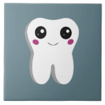Happy Smiling Dental Tooth Cute Tile<br><div class="desc">Ceramic tile with a drawing of a big white tooth with a cute kawaii smile and big happy eyes.</div>