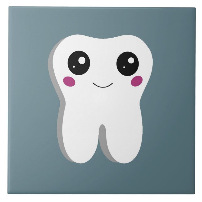 Happy Smiling Dental Tooth Cute Tile (Front)