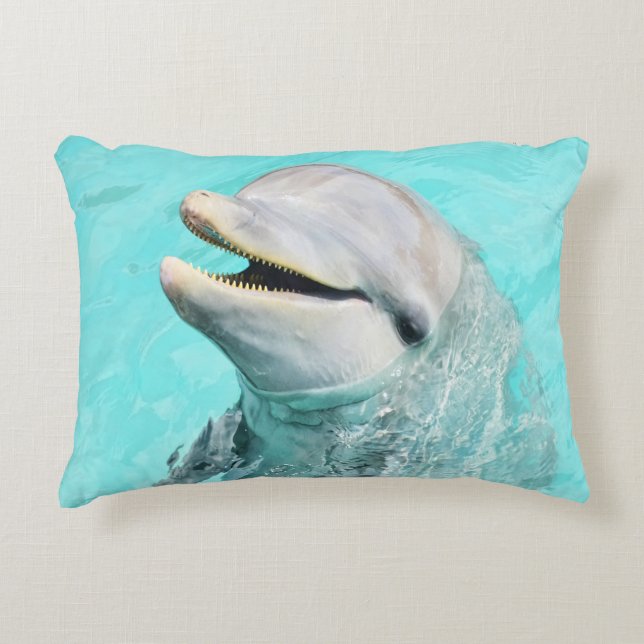 Happy Smiling Dolphin  Decorative Cushion (Front)