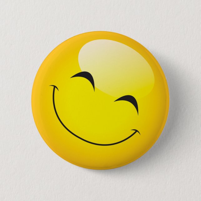 Happy Smiling Emoji Face Cute Cartoon Character 6 Cm Round Badge (Front)