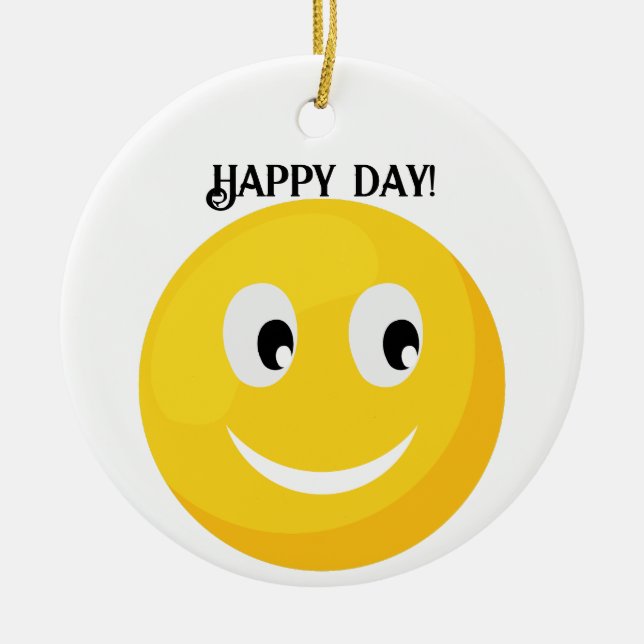 Happy Smiling Face  Ceramic Tree Decoration (Front)