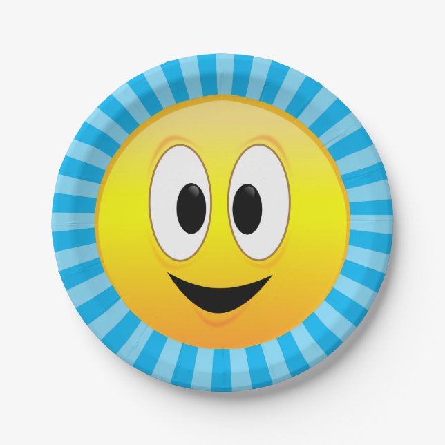 Happy Smiling Face Paper Plate (Front)