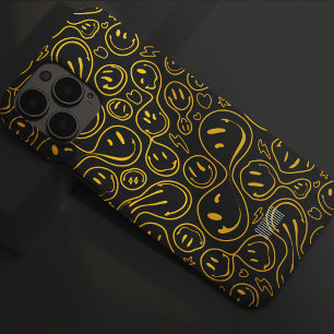 Happy Smiling Face Smile Pattern Yellow Black Case-Mate iPhone 14 Pro Max Case