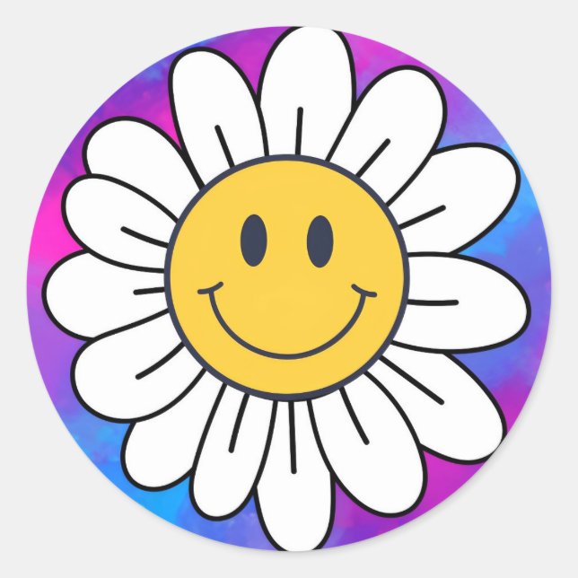 Happy Smiling Face Tie Dye  Classic Round Sticker (Front)