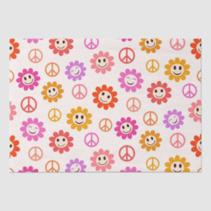 Happy Smiling Flowers pattern with peace signs  Tissue Paper