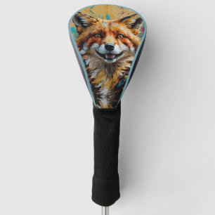 Happy Smiling Fox -paint splatter Golf Head Cover