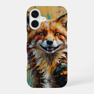 Happy Smiling Fox -paint splatter iPhone 16 Case