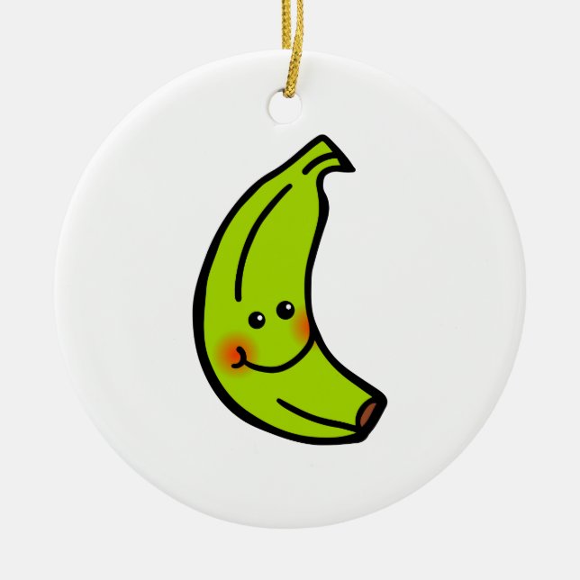 Happy Smiling Green Banana Ceramic Tree Decoration (Front)