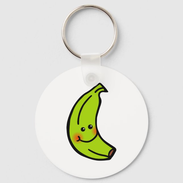 Happy Smiling Green Banana Key Ring (Front)