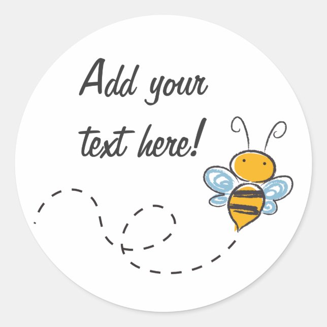 Happy Smiling Jolly Bee Classic Round Sticker (Front)