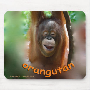 Happy Smiling Orangutan Mouse Mat