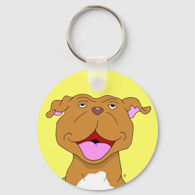 Happy Smiling Pit Bull Keychain (Front)