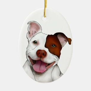Happy Smiling Pitbull Ceramic Tree Decoration