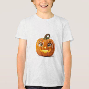 Happy Smiling Pumpkin Watercolour Art Tri-Blend Shirt
