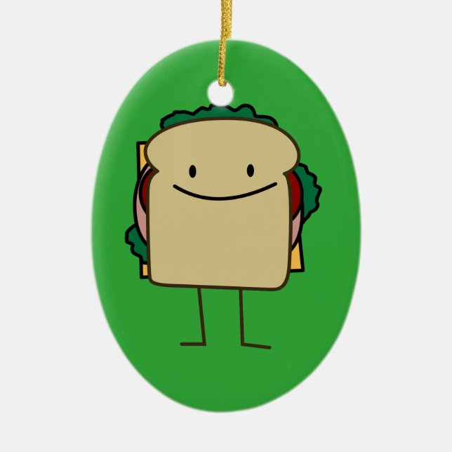 Happy Smiling Sandwich - Classic Ceramic Tree Decoration (Front)