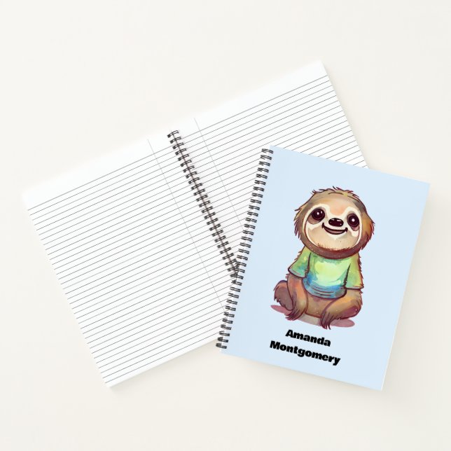 Happy Smiling Sloth Sitting Relaxed Notebook (Inside)