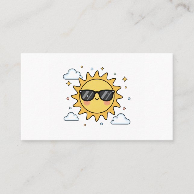 Happy Smiling Sun Cartoon - Minimalist Kawaii Suns Business Card (Front)