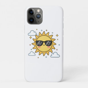 Happy Smiling Sun Cartoon - Minimalist Kawaii Suns iPhone 11 Pro Case