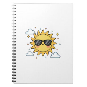 Happy Smiling Sun Cartoon - Minimalist Kawaii Suns Notebook