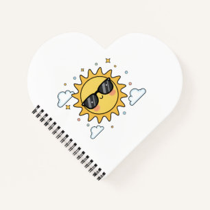 Happy Smiling Sun Cartoon - Minimalist Kawaii Suns Notebook