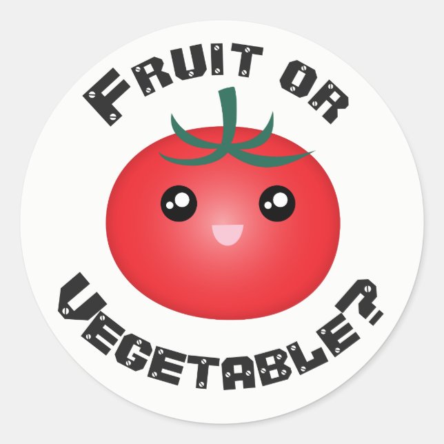 Happy Smiling Tomato Fruit Vegetable Kawaii Classic Round Sticker (Front)