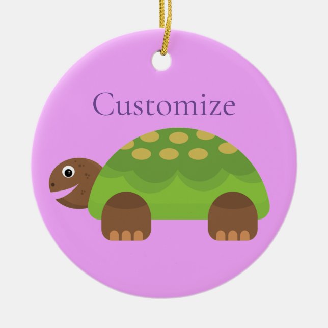 Happy Smiling Turtle Thunder_Cove Ceramic Tree Decoration (Front)