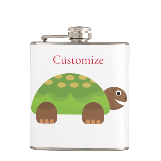 Happy Smiling Turtle Thunder_Cove Hip Flask (Front)