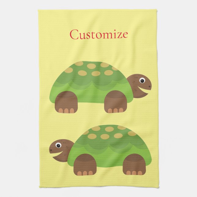 Happy Smiling Turtle Thunder_Cove Tea Towel (Vertical)