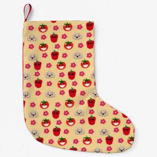 Happy smiling vegetable background pattern cartoon small christmas stocking