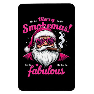 Happy Smokemas Funny Santa with Big Cigar Magnet