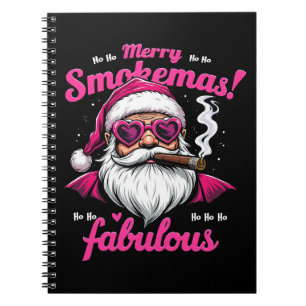 Happy Smokemas Funny Santa with Big Cigar Notebook