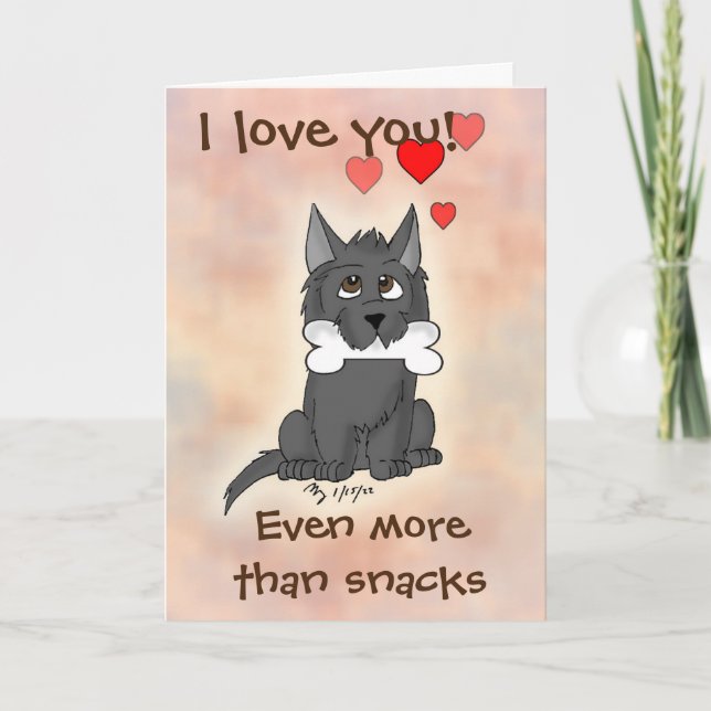 Happy Snack Cairn Terrier Dog Valentine's Day Card (Front)