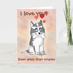 Happy Snack Husky Dog Valentine's Day Card
