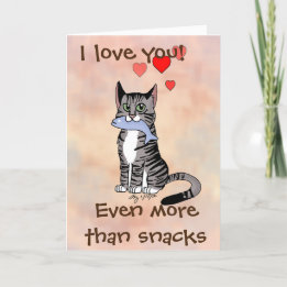 Happy Snack Tabby Cat Valentine's Day Card