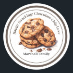 Happy Snacking: Chocolate Chip Love Classic Round Sticker<br><div class="desc">Add a sprinkle of sweetness to your day with our delightful Chocolate Chip Cookies sticker! This mouthwatering design captures the essence of freshly baked goodness, perfect for adorning your notebooks, laptops, and more. Treat yourself or share the love with fellow cookie enthusiasts - a scrumptious accessory to brighten any surface!...</div>