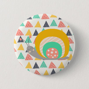 Happy Snail on Triangles 6 Cm Round Badge