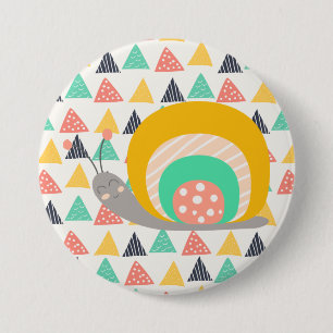 Happy Snail on Triangles 7.5 Cm Round Badge
