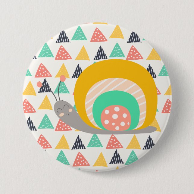 Happy Snail on Triangles 7.5 Cm Round Badge (Front)