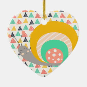Happy Snail on Triangles Ceramic Tree Decoration