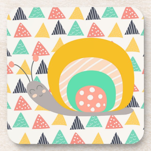 Happy Snail on Triangles Coaster (Front)