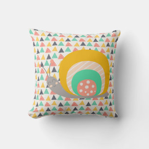 Happy Snail on Triangles Cushion
