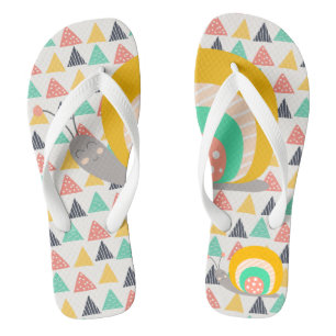Happy Snail on Triangles Flip Flops