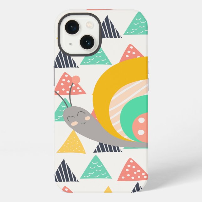 Happy Snail on Triangles iPhone Case (Back)
