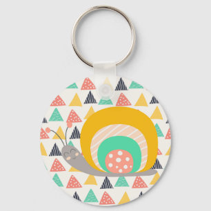 Happy Snail on Triangles Key Ring