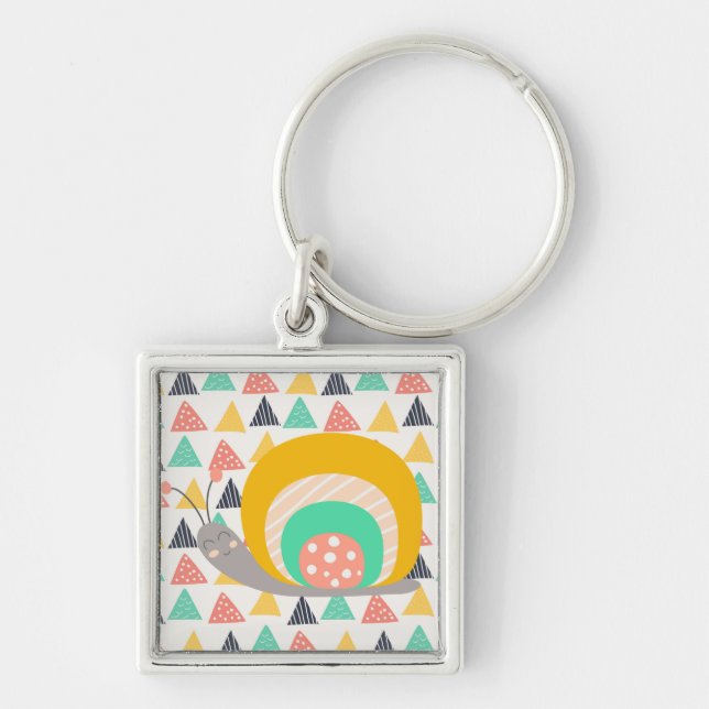 Happy Snail on Triangles Key Ring (Front)