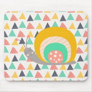 Happy Snail on Triangles Mouse Mat