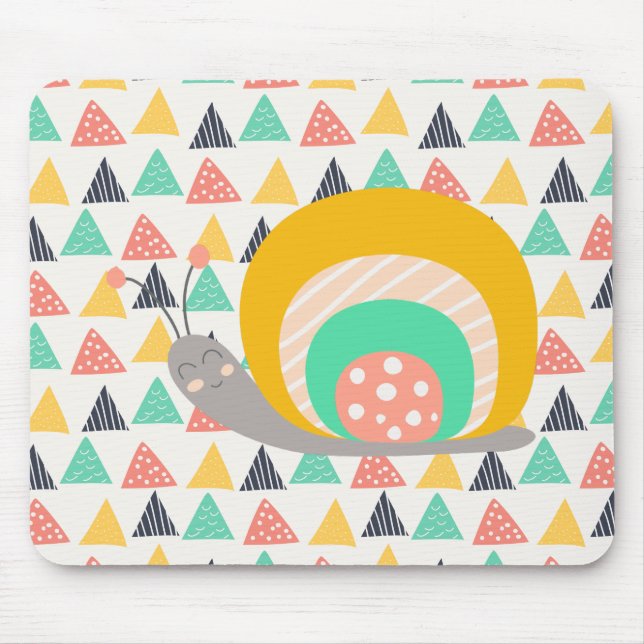 Happy Snail on Triangles Mouse Mat (Front)