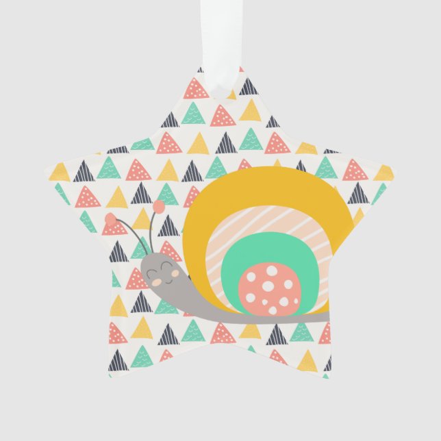 Happy Snail on Triangles Ornament (Front)