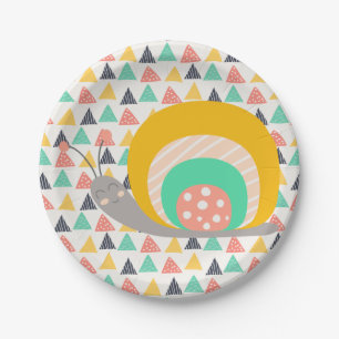 Happy Snail on Triangles Paper Plate